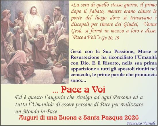 Auguri Pasqua 2026 Pace per Persone e Umanit�